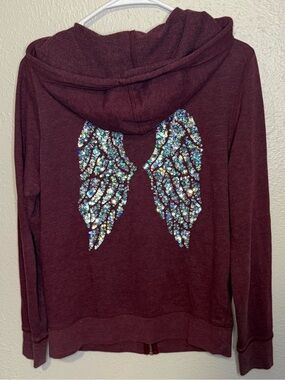 Victoria’s Secret Sequin Wing Hooded Sweater - Maroon